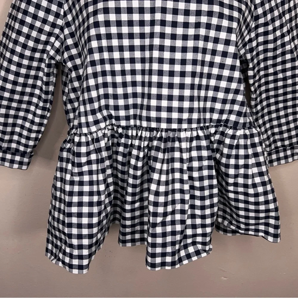 Small Victoria Beckham For Target Gingham Blue White Plaid Ruffle Preppy Cotton